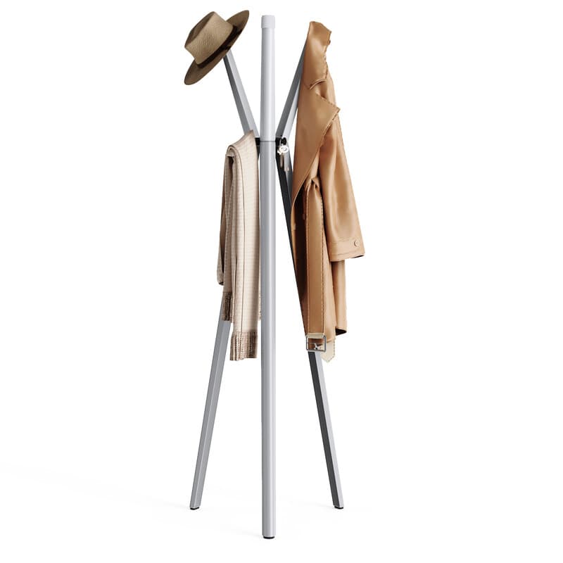 KAPANOU Porte-manteau autoportant avec 6 crochets en métal aluminium - Gris