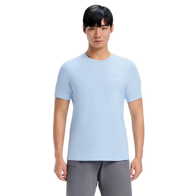 PELLIOT T-shirt à manches courtes à col rond pour homme Bleu Islande XXL Camping voyage Imperméable durable