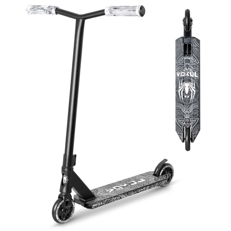 VOKUL K1 Pro Trottinette freestyle pour débutants à partir de 8 ans - Noir/blanc