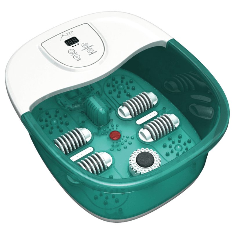 Zen Nile Bain de pieds 4 thérapies avec bain moussant, 4 rouleaux de shiatsu avec points d'acupression, vibration, infrarouge, pierre ponce amovible