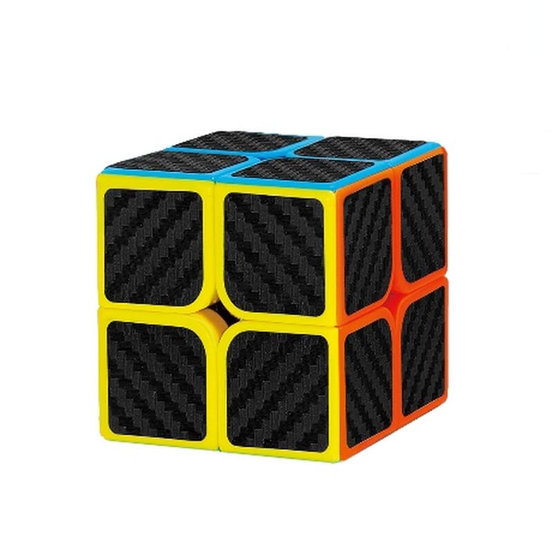 Speed Cube 2x2 Autocollant Fibre de Carbone - Base Noire 5CM, Puzzle à Rotation Rapide