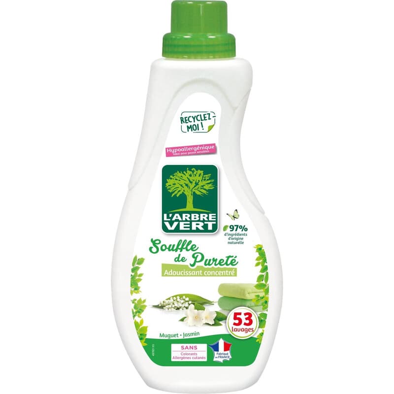 L'ARBRE VERT Assouplissant souffle de pureté 53 lavages 800ml