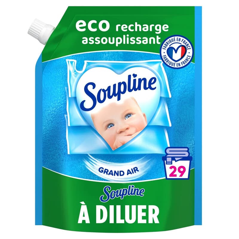 SOUPLINE Grand Air Adoucissant Concentré Recharge Éco 600 ml