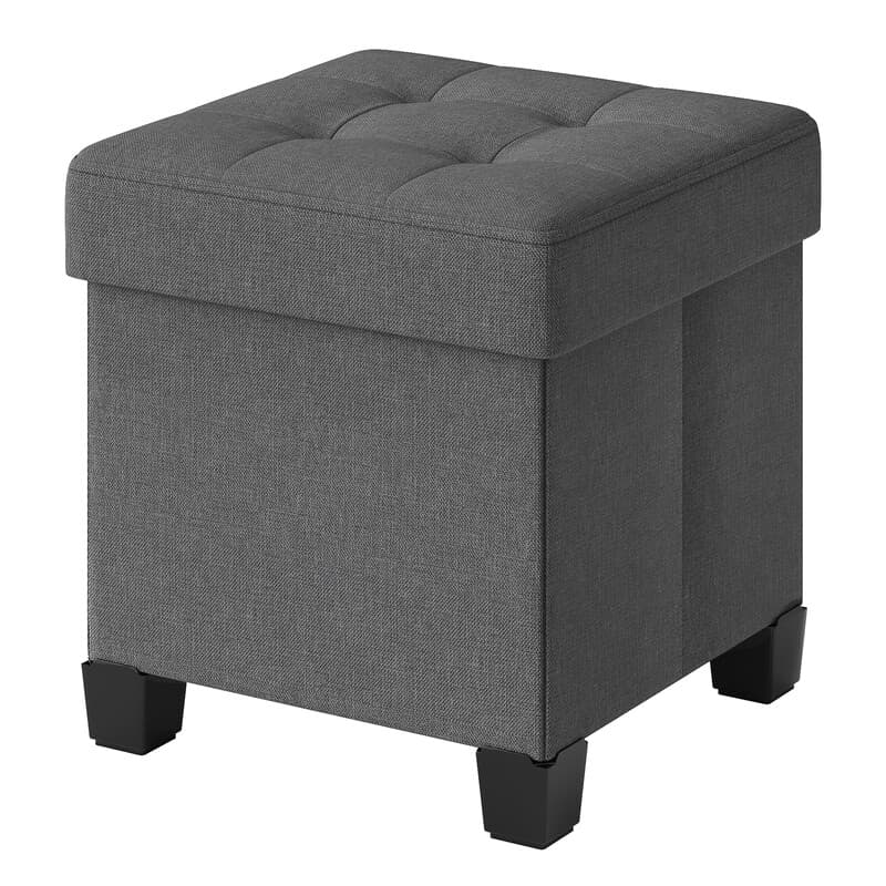 JOYFURNOS Pouf pliable gris ardoise – 38 x 38 x 40 cm, petit repose-pieds et tabouret de rangement, supporte 300 kg – compact pour salon, chambre