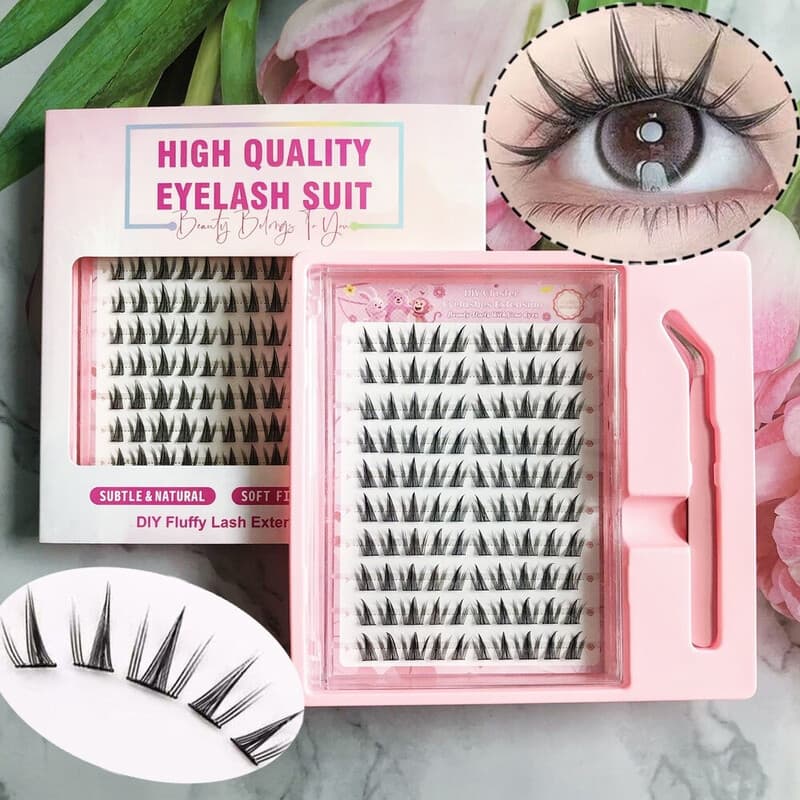 MeoMagic - Kit de faux-cils prédécollés avec pinces à épiler, 10 lignes - F21