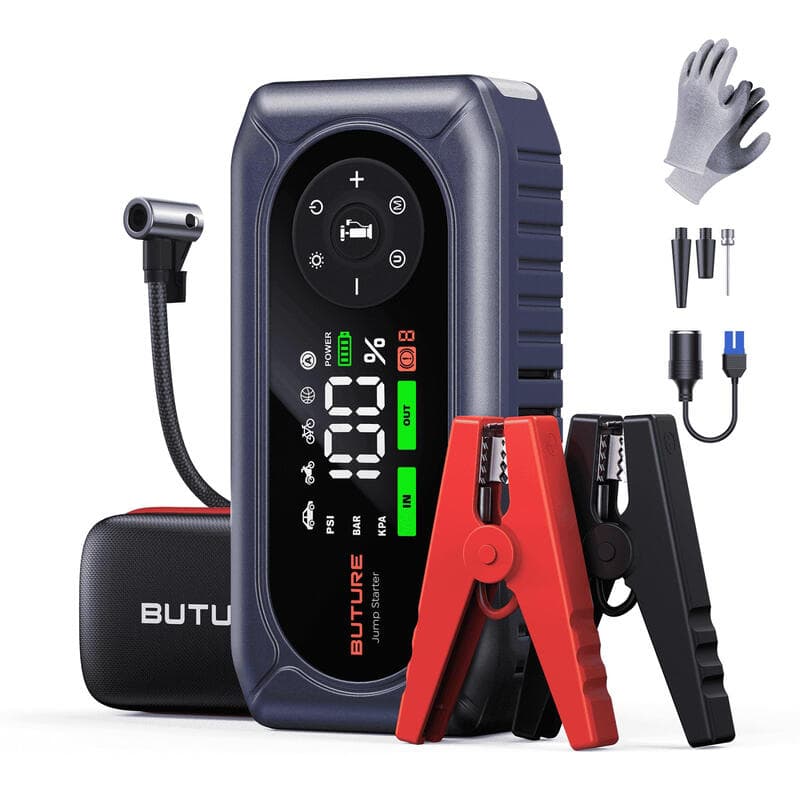BUTURE BC02 4500A Boosteur de Batterie avec Compresseur d’Air – 5-en-1 Démarreur de Voiture Portable pour Véhicules 12V (jusqu’à 9,0L Essence