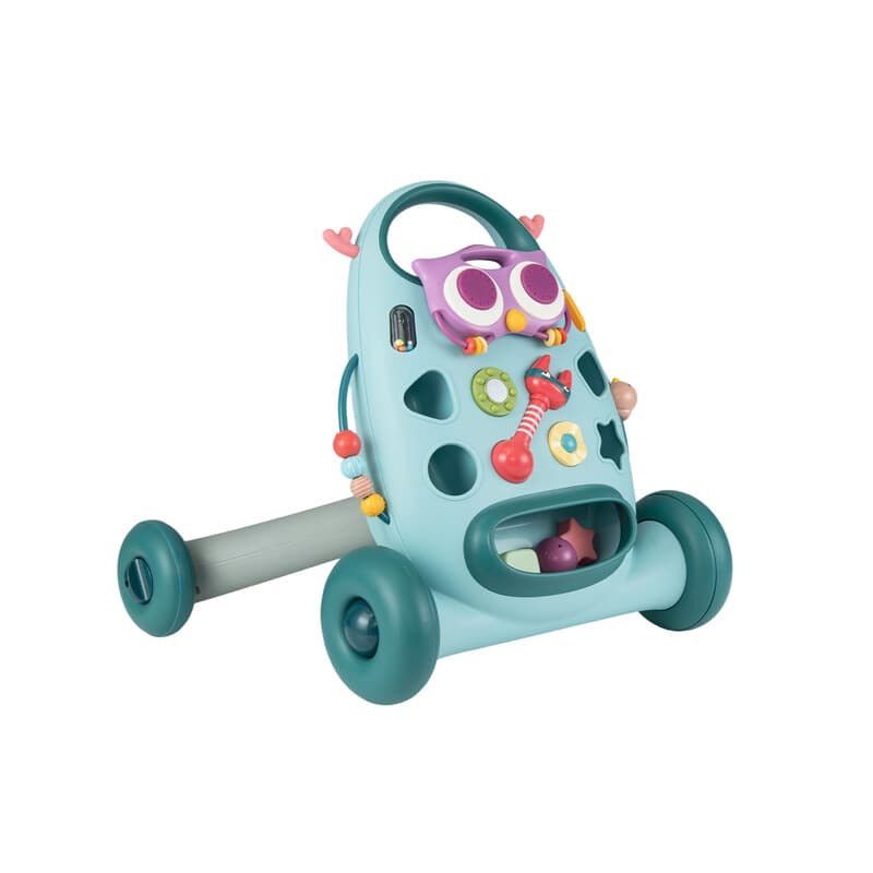 Costway Trotteur pour bébé avec plateau de jeu ovale amovible et jouet de tri de formes, Bleu