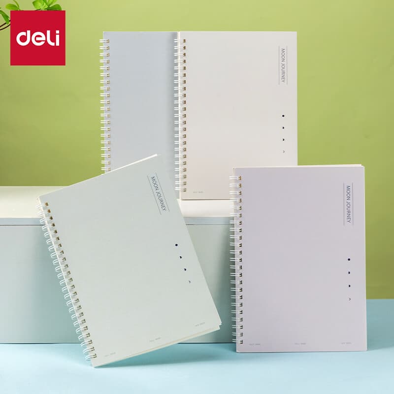 Deli Carnet à Spirale, A5 (148x210 mm), 60 Feuilles/120 Pages, 70 g/m² - Parfait pour Étudiants, Bureau & Journaling, Série Tons Clair, Lot de 4