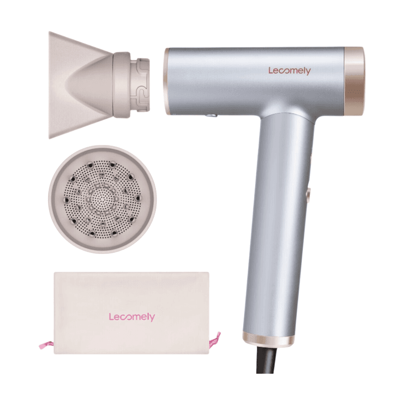 Lecomely Sèche-cheveux 2 vitesses & 4 réglages de température, design ergonomique, bouton air froid, avec diffuseur et concentrateur