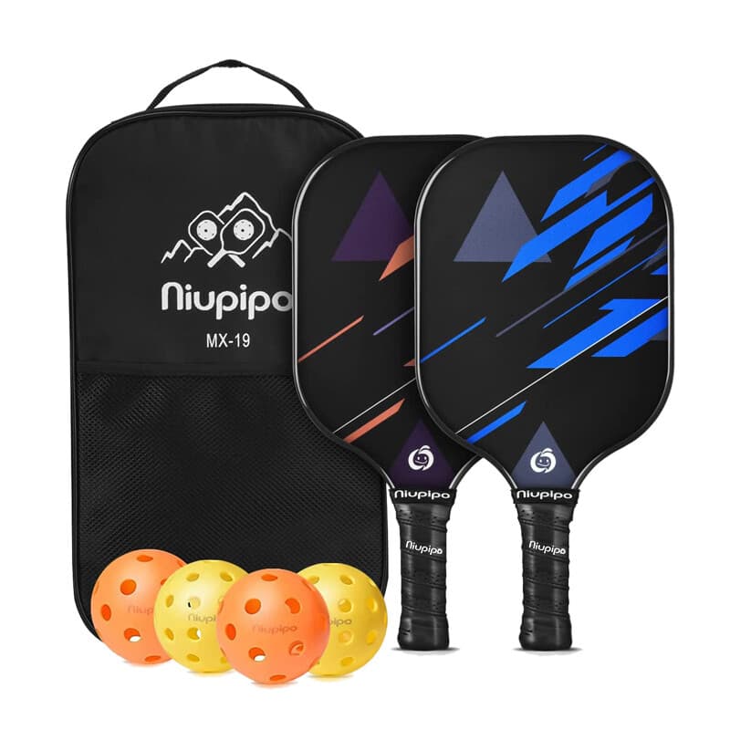 NIUPIPO MX-19 Lot de 2 paddles de pickleball en fibres de verre et noyau en polypropylène à alvéoles certifié USAPA