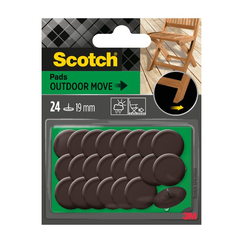 Scotch®Patin plastique glisseur à clouer - Lot Spécial 6 Chaises Marron Ø 19 mm