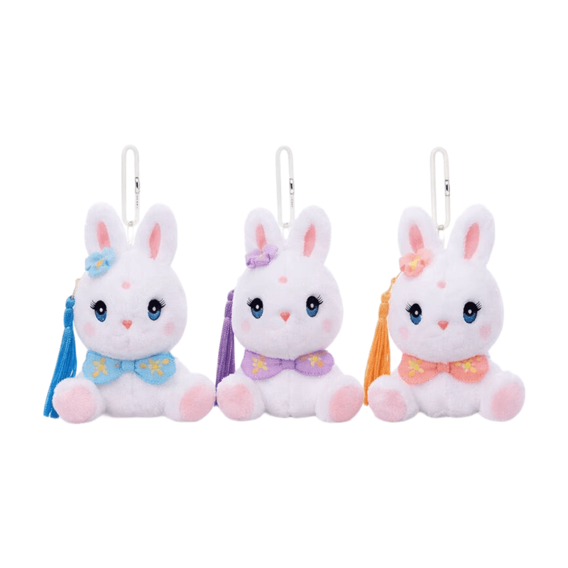 Porte-clés en peluche lapin fée assis 13 cm (Modèle aléatoire)
