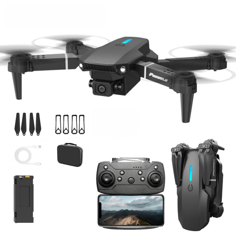 FACEGLE E88 - Drone avec stabilisation optique et capteur de pression barométrique, boîtier pliable léger, éclairage LED frontal, roulis