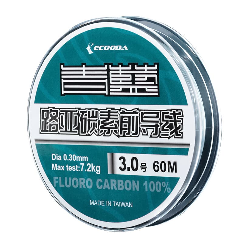 ECOODA Fil de pêche au leurre fluorocarbone bleu cyan haute qualité