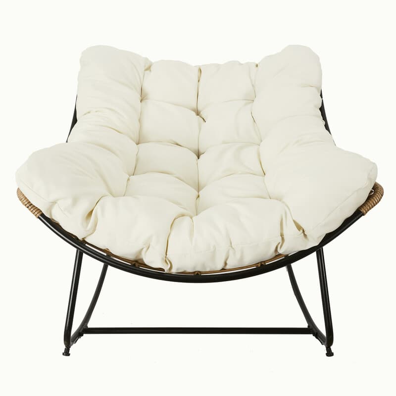 HOME DECO FACTORY Fauteuil à bascule Tulum avec coussin Beige M2