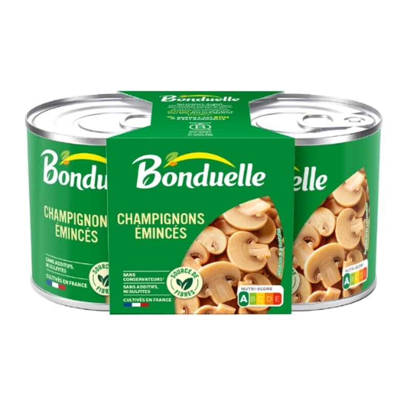 BONDUELLE Champignons de Paris Émincés au Naturel 2x115g