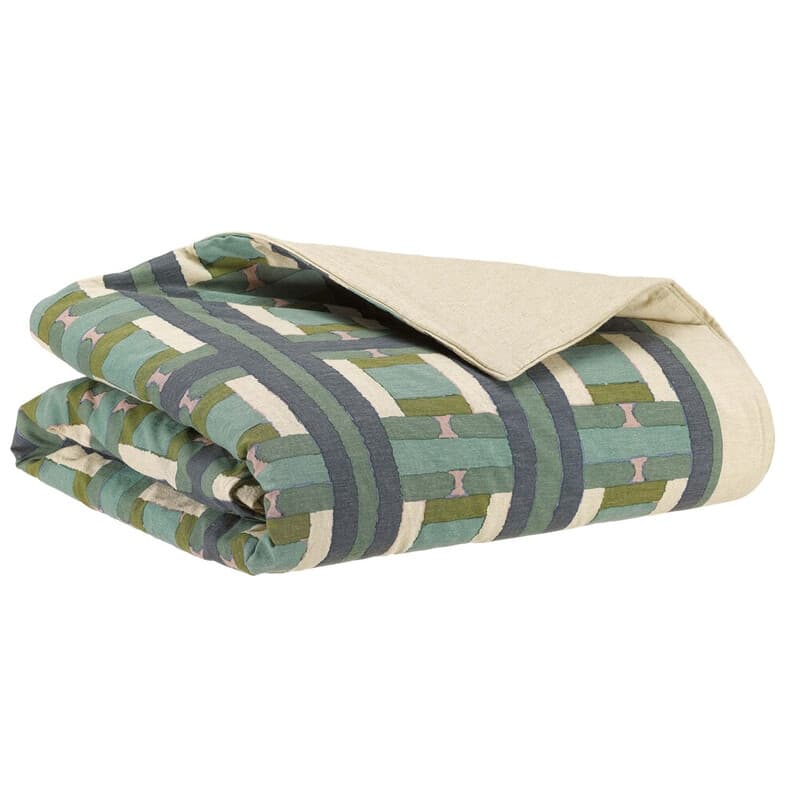 VIVARAISE Plaid imprimé Taho vert de gris - 135 x 200 cm