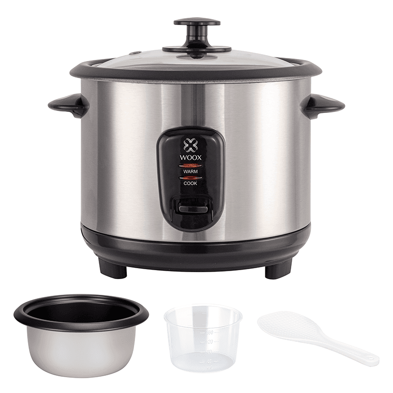 WOOX Mijoteuse électrique 400W, 1L, Couvercle en verre, Pot intérieur antiadhésif, Coque en acier inoxydable 410 - Noir