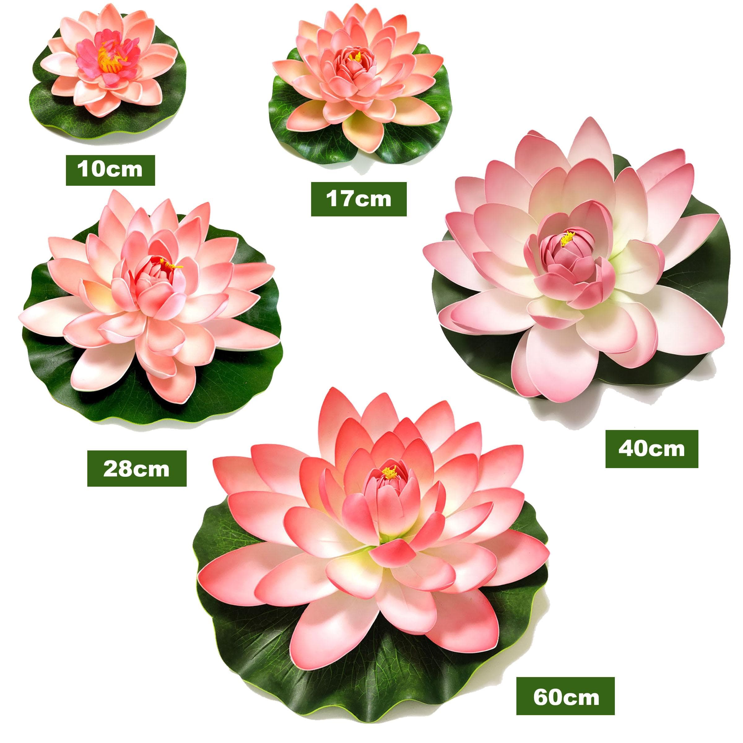 10/17/28/40/60cm Fleur de Lotus Artificielle Flottante Fausse Plante de Lotus Nénuphar Réaliste Micro Paysage pour Décor de Jardin d'Étang