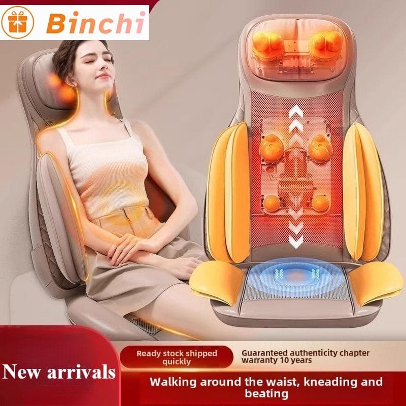 Fauteuil de massage JAIYORL avec chaleur Shiatsu cou dos portable avec compression massage roulant pour épaules douleur corps entier beige