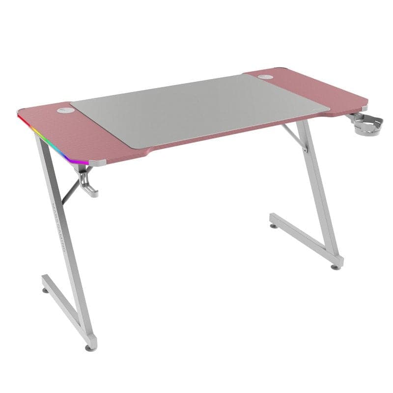 Mars Gaming MGD-X120RGB Table Ergonomique Contrôleur ARGB Tapis XXL Supports Externes 120x60cm Rose