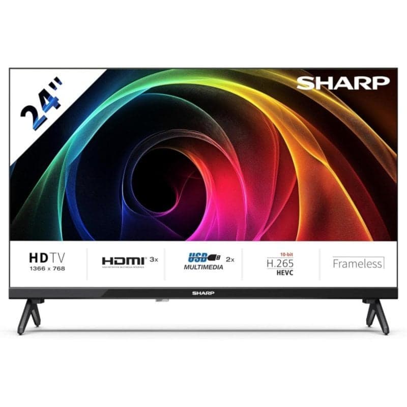 TV Sharp LED 24HA1205E 24" HD Ready 3 HDMI 2 USB DVB-T2/C/S2 HEVC Dolby Audio