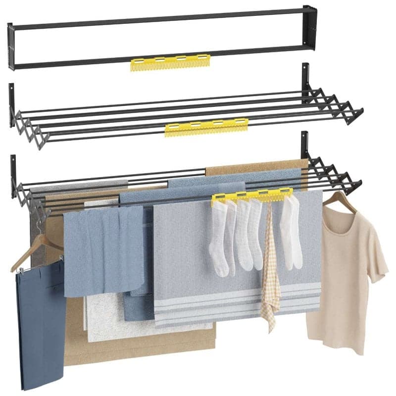 Étendoir à linge mural pliable Newlux Wall V120, noir