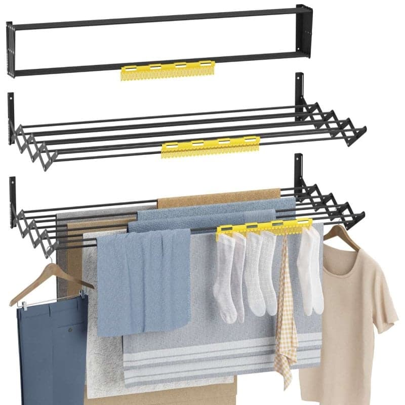 Étendoir à linge mural pliable Newlux Wall V100, noir