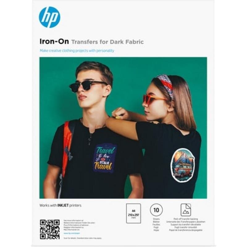 Papier transfert HP Iron-On Transfers A4 pour textile foncé 10 feuilles