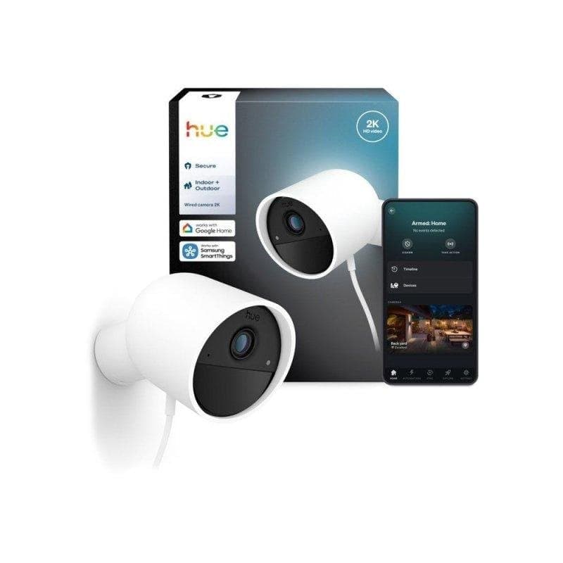Caméra de surveillance Philips Hue Outdoor Filaire 2K Vision Nocturne Intérieure et Extérieure Contrôle via Application Hue