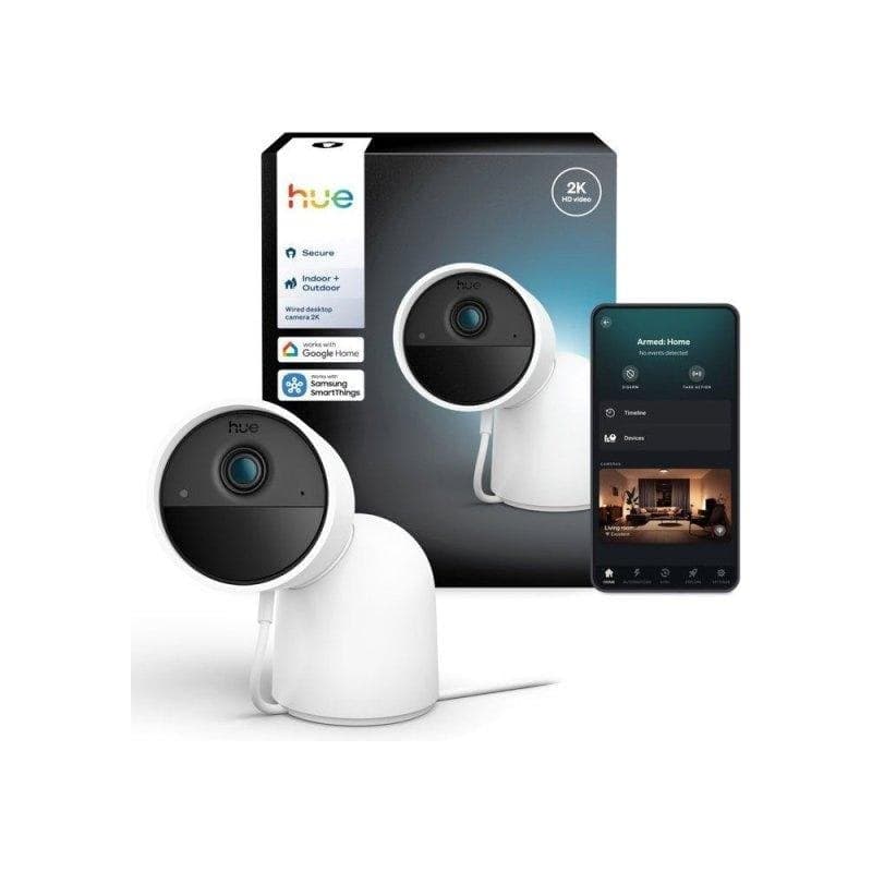 Caméra de surveillance Philips Hue 2K Vision Nocturne Intérieure et Extérieure Filaire