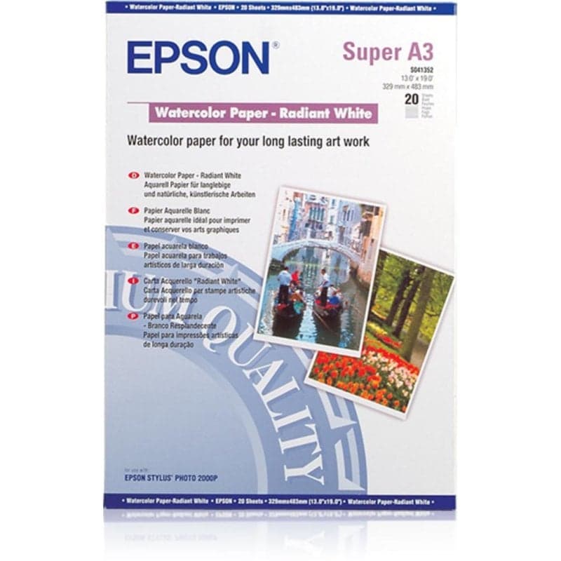 Papier acuarela Epson A3+ 190 g/m² 20 feuilles impression jet d'encre