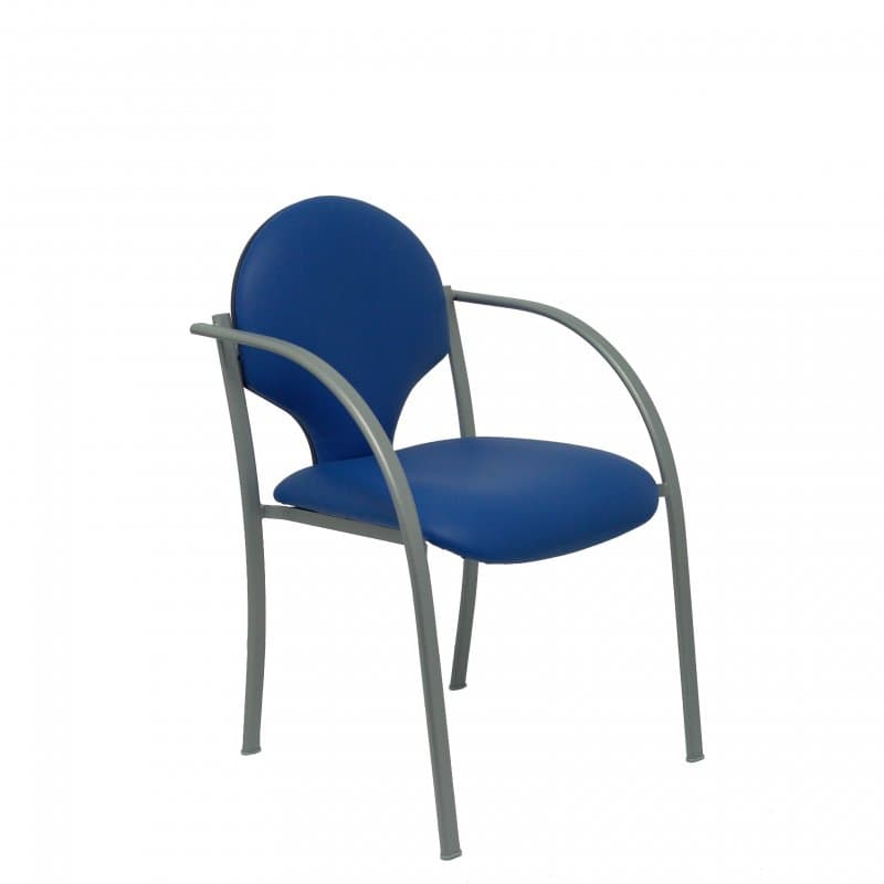 Piqueras y Crespo Hellin Pack 2 Chaises Gris Similicuir Châssis Bleu