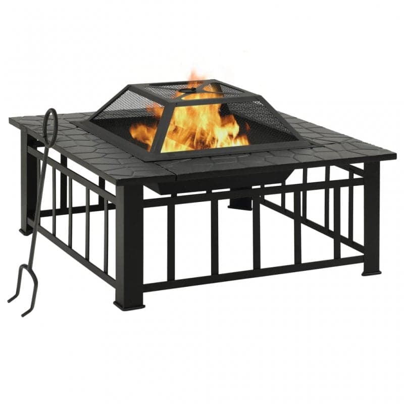 VidaXL Brasero d'extérieur avec tisonnier XXL 81x81x47cm Acier