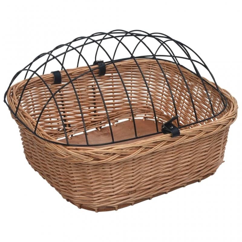 vidaXL Panier avant de vélo avec couvercle Saule naturel