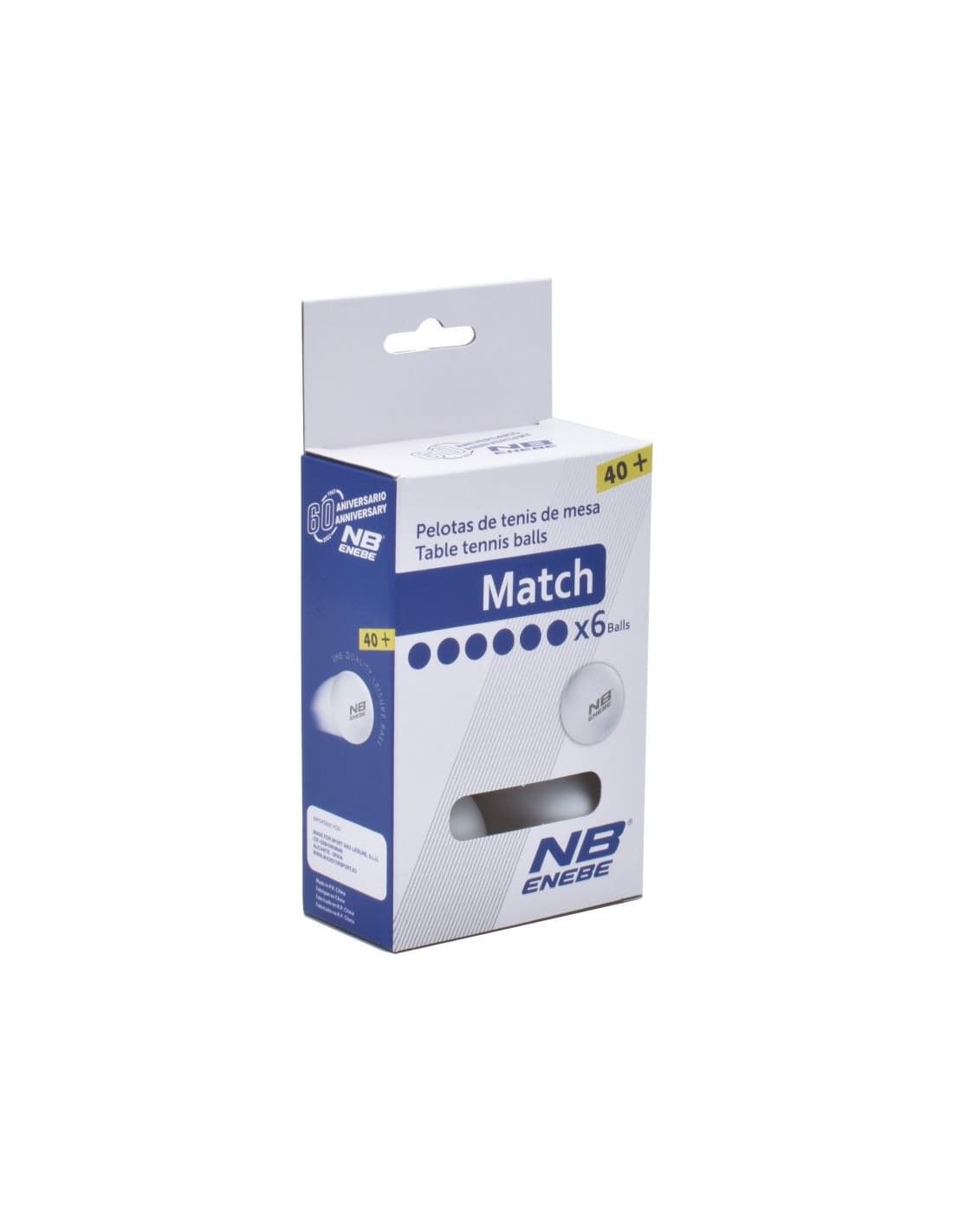 Blister de 6 balles de Ping Pong Enebe Match White