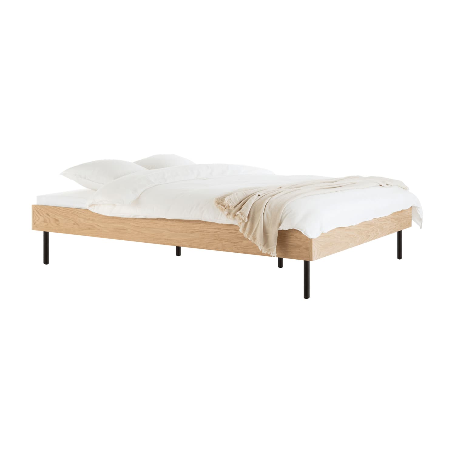 NOO. MA - Lit double Streiko - Bois naturel - Placage de chêne - Designer noo. ma team