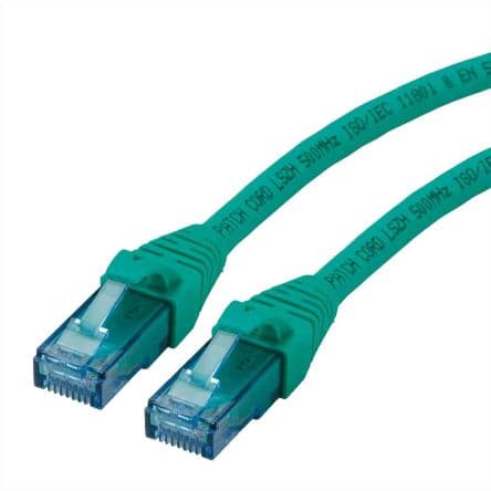 Roline Câble Ethernet Non blindé Cat6a, Vert 8 Faible émission de fumées zéro halogène, Non blindé, Longueur 2 m