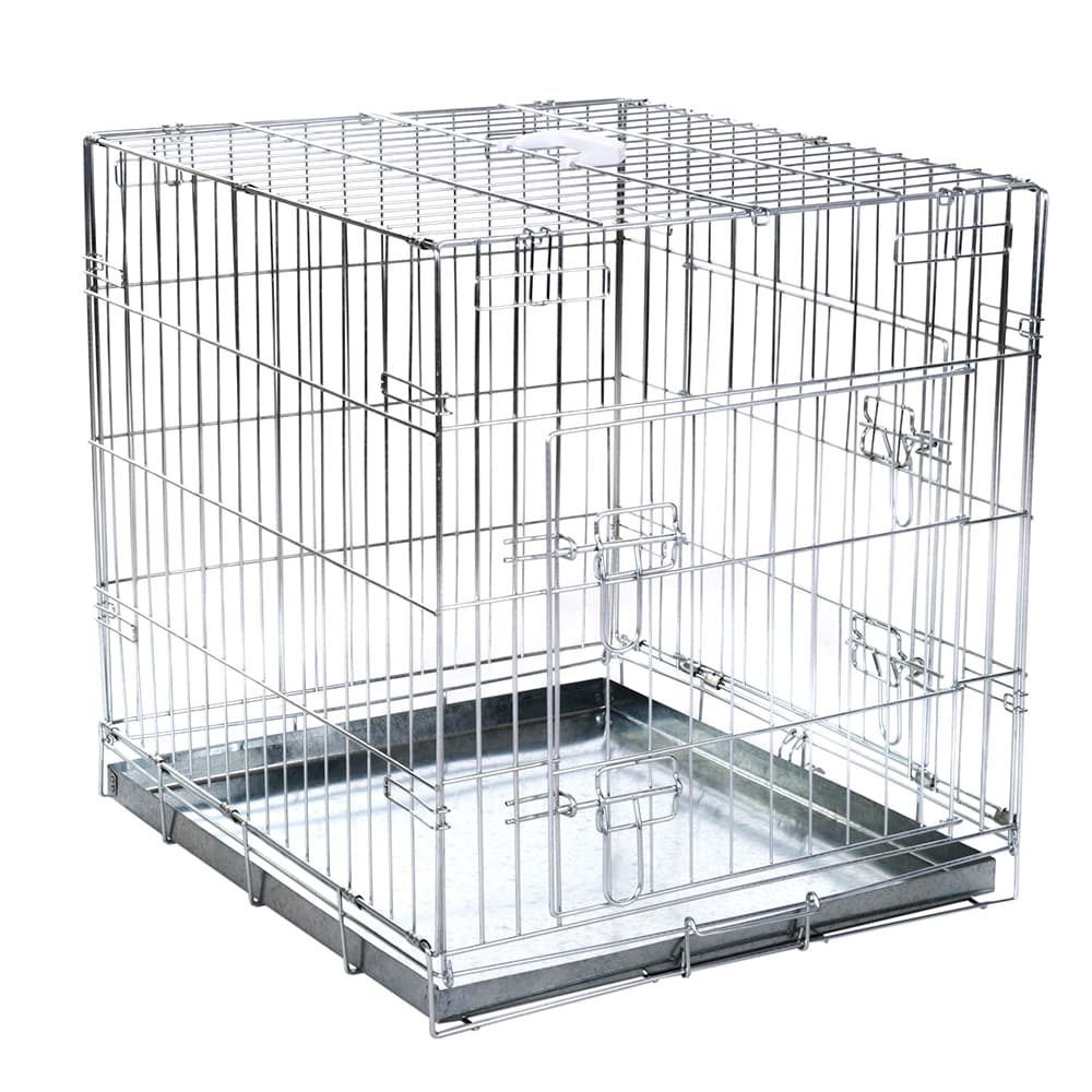 Cage Double Door avec coussin pour chien / chat l60 P89 H66 cm - Cage métallique pour Chien