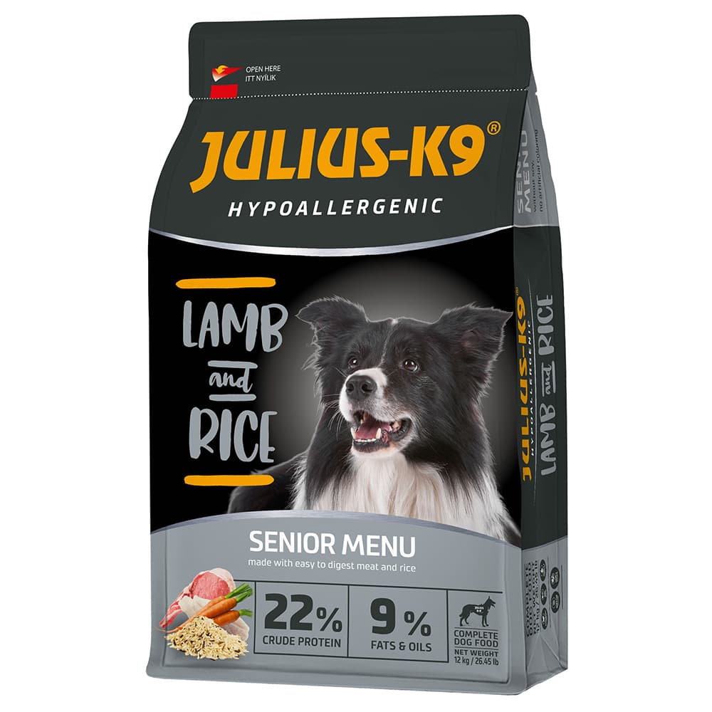 2 x 12kg de croquettes pour chiens JULIUS-K9 High Premium Senior Light Hypoallergenic à l’agneau