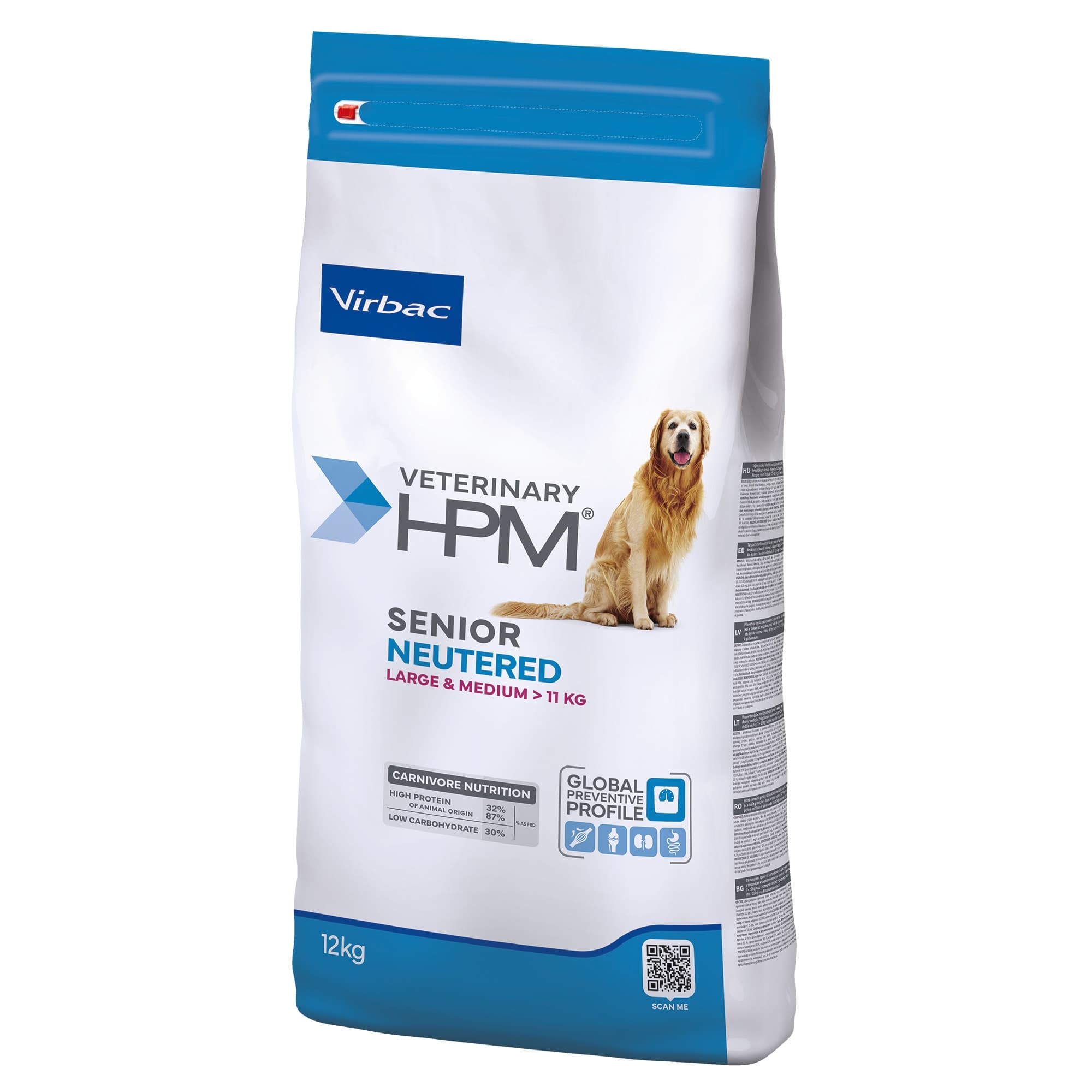 12kg Senior Neutered Large & Medium Virbac Veterinary HPM - Croquettes pour Chien