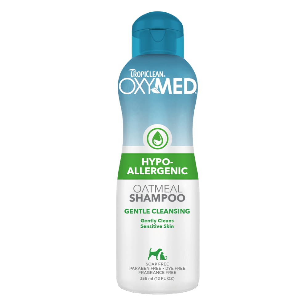 Lot économique : 2x355ml TropiClean OxyMed shampooing hypoallergénique pour animaux domestiques