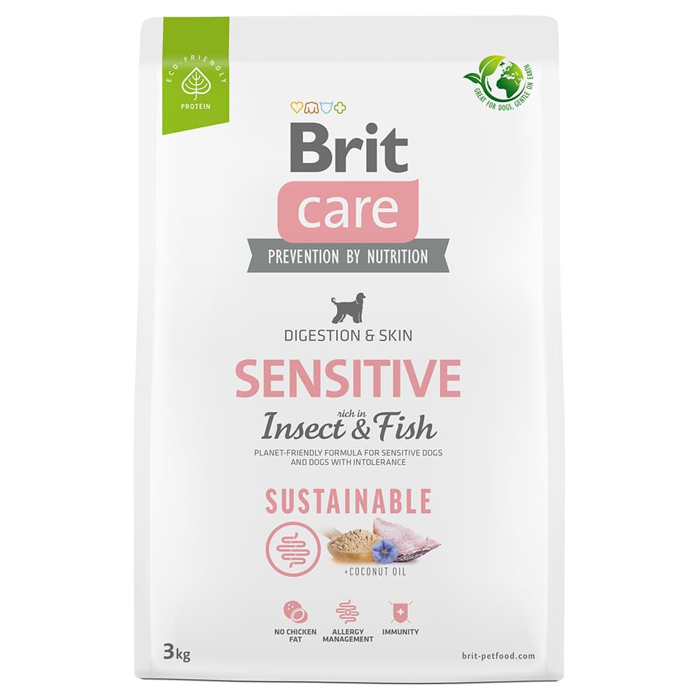 Lot Brit Care - Sustainable Sensitive poisson, insectes (2 x 3 kg)