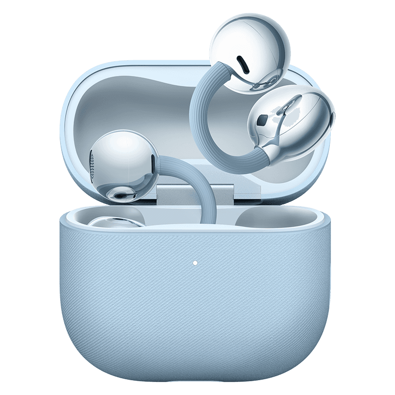 HUAWEI FreeClip 2 avec l‘étui de charge sans fil Bleu / Écouteurs clip d‘oreille / Annulation du bruit par l'IA lors des appels / Écoute