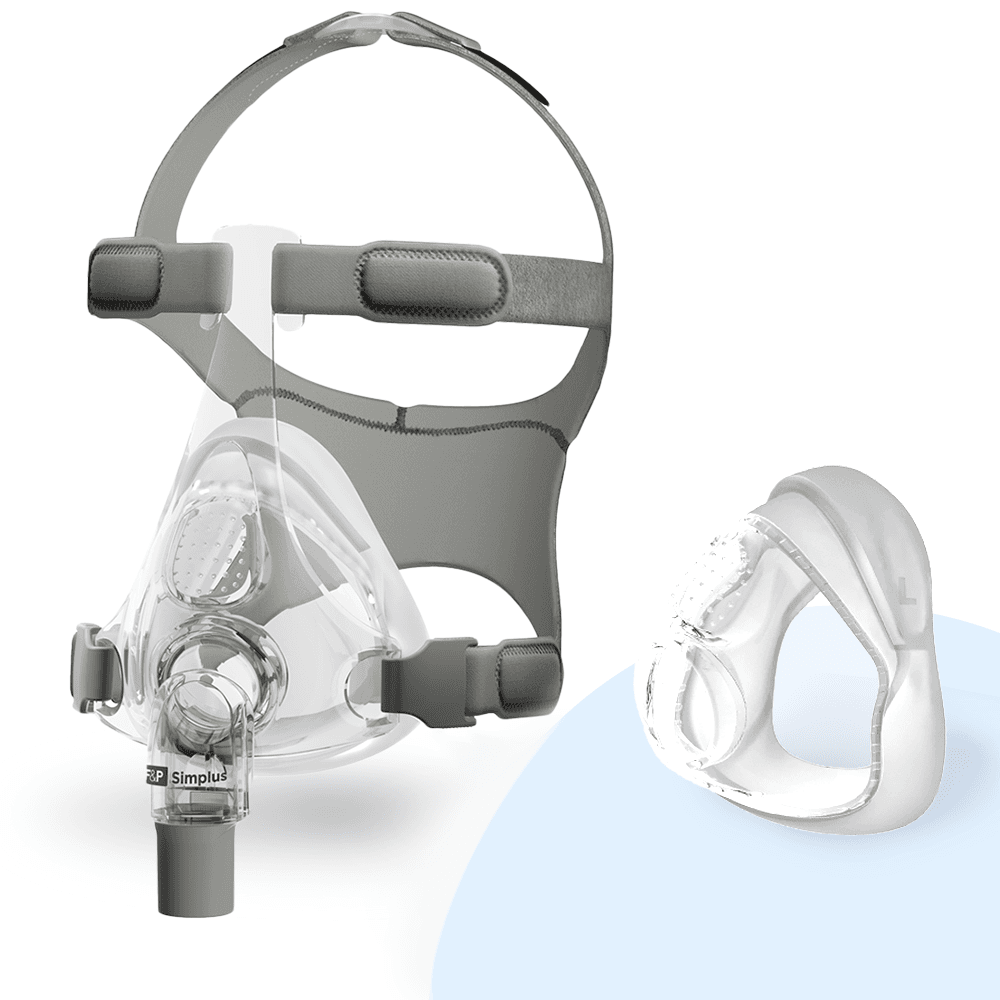 Masque bucco-nasal Simplus de F&P en pack découverte (2 coussins, M + L) , masque facial, ventilation en PPC, CPAP, apnée du sommeil, Fisher &