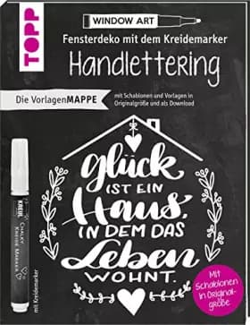 Vorlagenmappe Fensterdeko mit dem Kreidemarker - Handlettering. Inkl. Kreidemarker von Kreul: 7 Vorlagenbögen mit Motiven in Originalgröße, - Nina