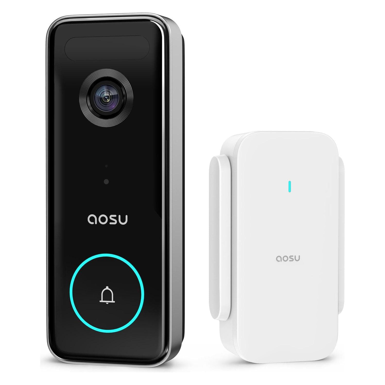 Aosu, Sonnette + interphone, Portier vidéo V8S WLAN Kit complet 1 pièce Noir (WiFi)