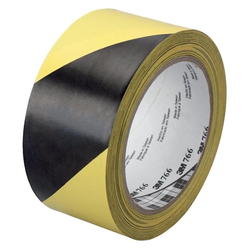 3M, Ruban adhésif, Ruban de marquage 766IBande en vinyle noir et jaune0,12mmx50mmx33m (50 mm)