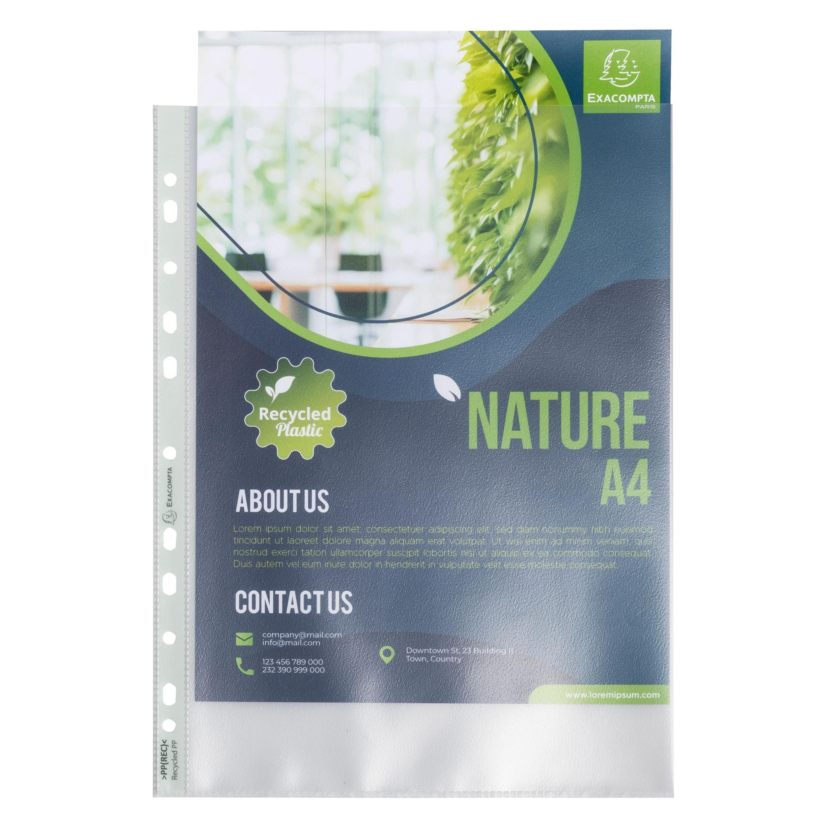 Exacompta, Porte-documents, Beutel mit 50 Prospekthüllen, genarbt, Recycling-PP 90, für A4, Forever (A4, 50x)