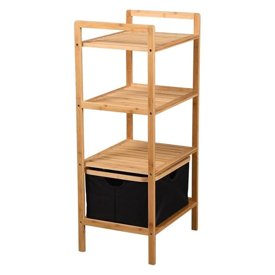 Kesper, Étagère de salle de bain, Rek met uittrekbare mand,, 93.5x44x34cm, FSC Bamboe (44 x 34 x 93.50 cm)